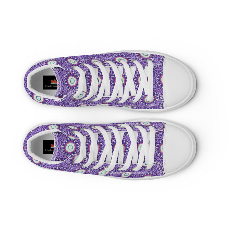Purple Mandala High Top #251 - Lifestyle Shot | HA!LO Canvas Sneakers