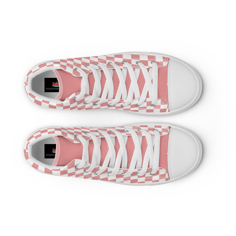Pink Check High Top #303 - Lifestyle Shot | HA!LO Canvas Sneakers