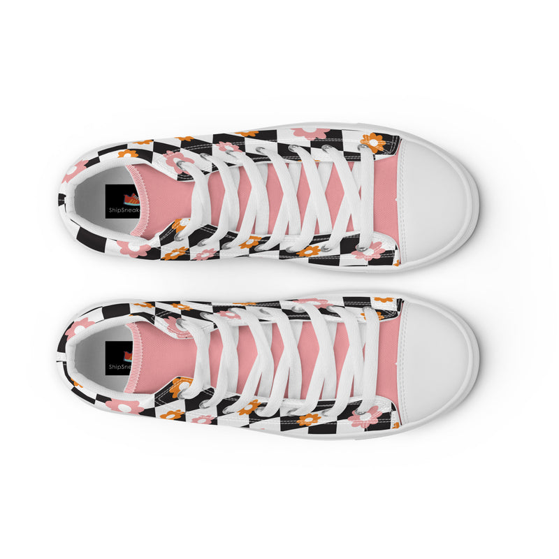 Checker Bloom High Top #304 - Lifestyle Shot | HA!LO Canvas Sneakers