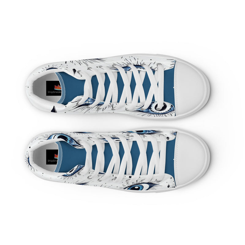 Evil Eye High Top #342 - Angled View | HA!LO Canvas Sneakers