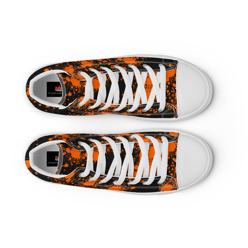 HA!LO Orange & Black Splatter #337 — Women’s Canvas High Top