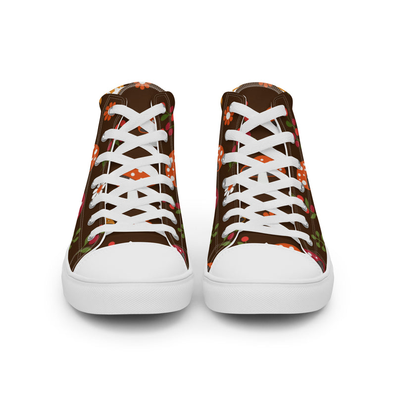 Brown Mushroom High Top #2 - Close Up Detail | HA!LO Canvas Sneakers