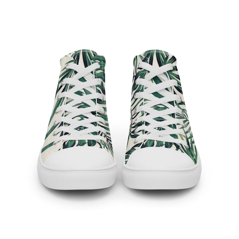 Palm Frond High Top #19 - Close Up Detail | HA!LO Canvas Sneakers