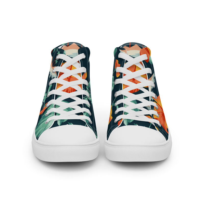 Tropical Orange High Top #23 - Close Up Detail | HA!LO Canvas Sneakers