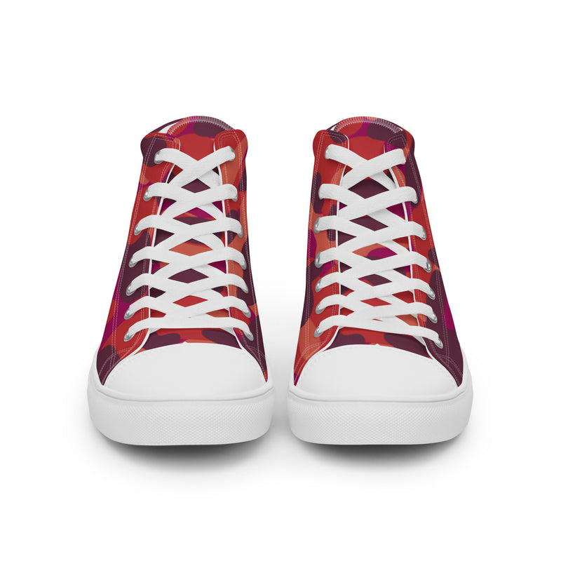 Red Camo High Top #24 - Close Up Detail | HA!LO Canvas Sneakers