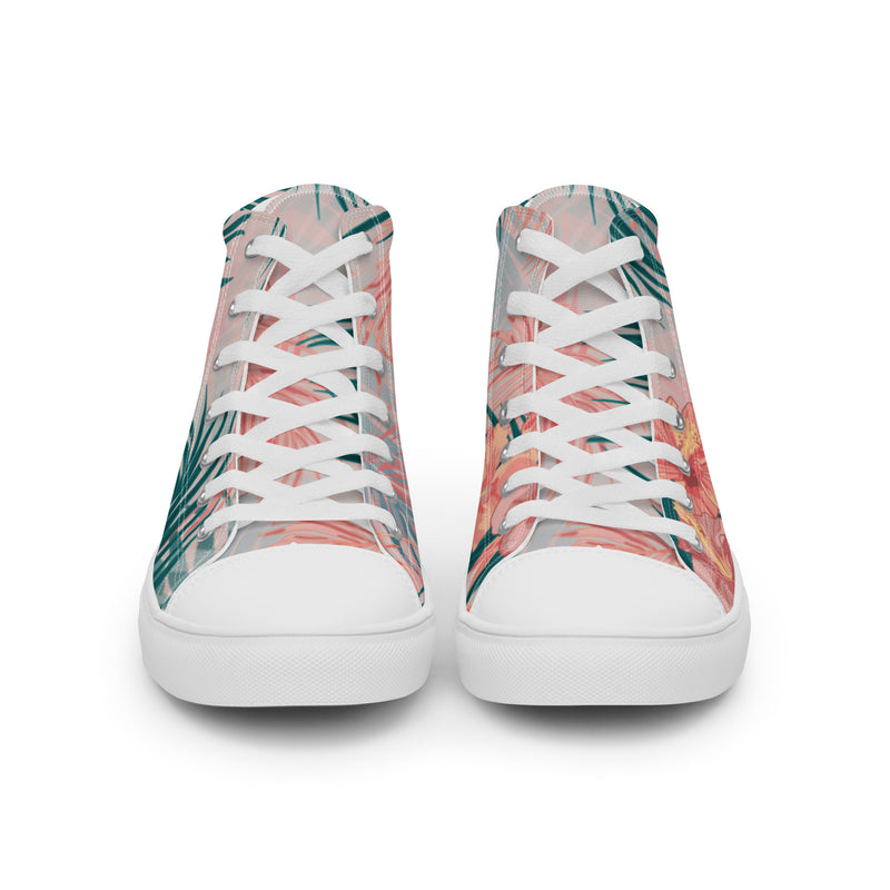 Tropical Hibiscus High Top #28 - Close Up Detail | HA!LO Canvas Sneakers