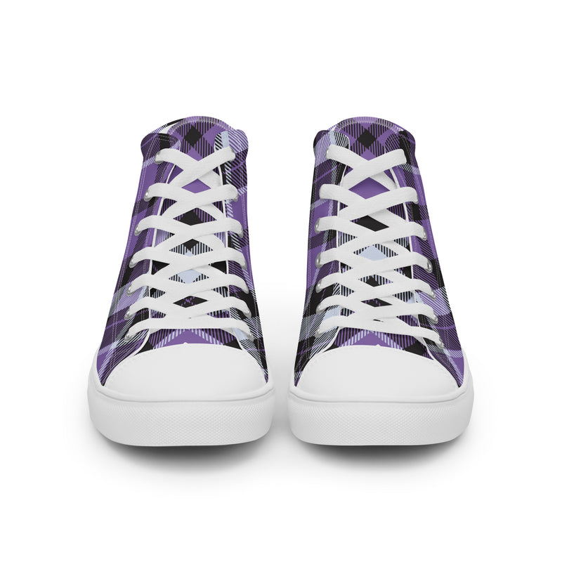 Purple Buffalo Check High Top #39 - Close Up Detail | HA!LO Canvas Sneakers