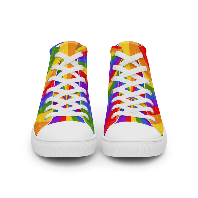 Rainbow Stripe High Top #42 - Close Up Detail | HA!LO Canvas Sneakers