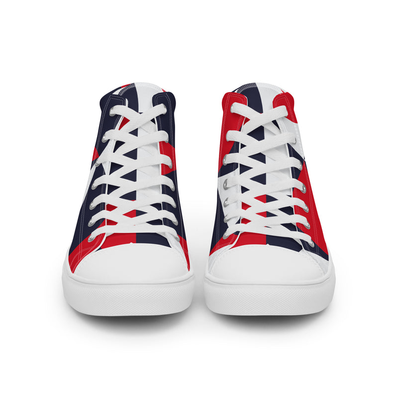 Red Navy Block High Top #43 - Close Up Detail | HA!LO Canvas Sneakers