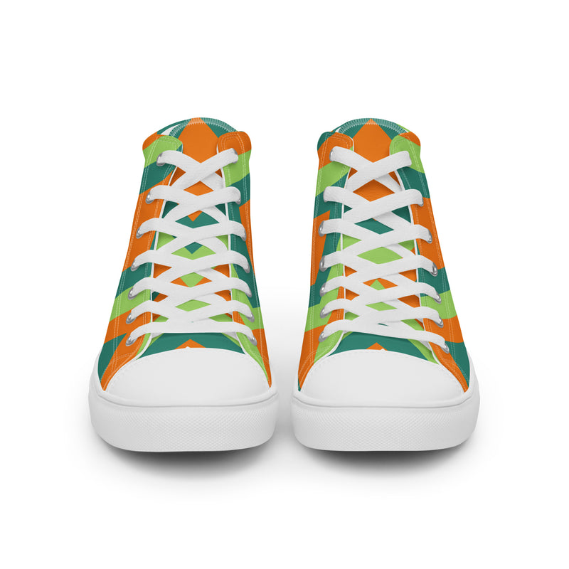 Orange Geometric High Top #44 - Close Up Detail | HA!LO Canvas Sneakers