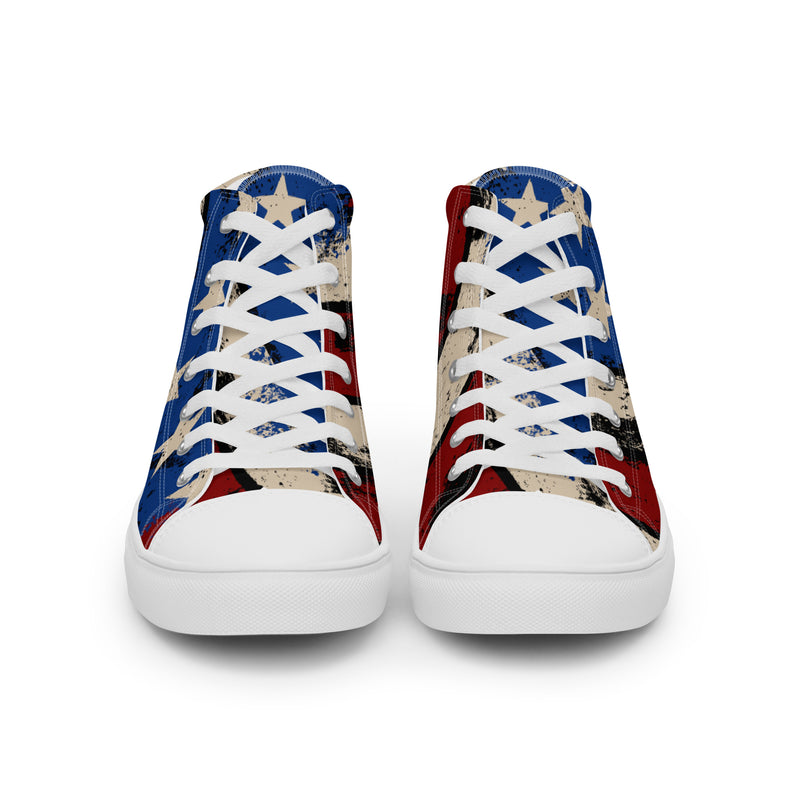 American Flag High Top #50 - Close Up Detail | HA!LO Canvas Sneakers