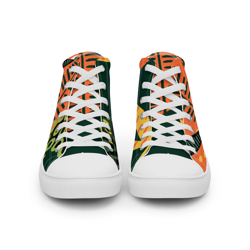 African Print High Top #55 - Close Up Detail | HA!LO Canvas Sneakers