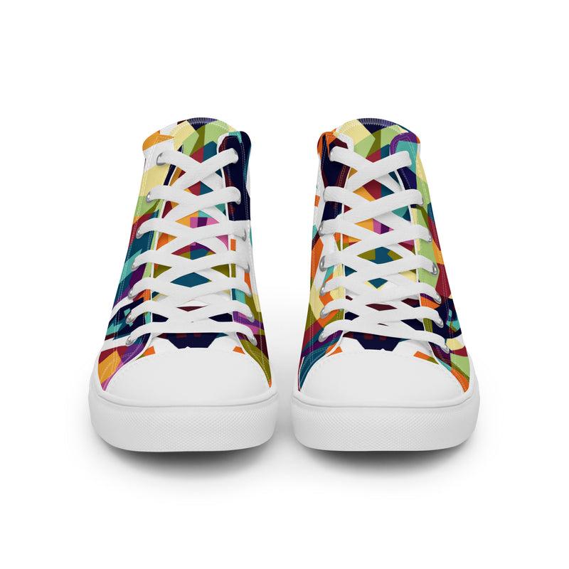 Geometric Mosaic High Top #56 - Close Up Detail | HA!LO Canvas Sneakers