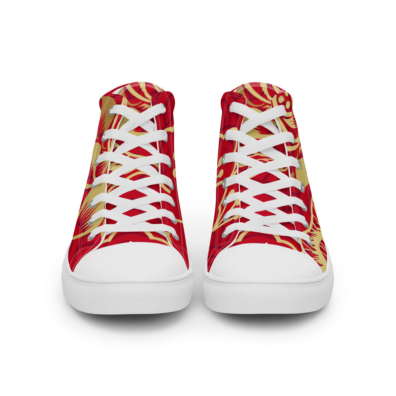 Red Wave High Top #67 - Close Up Detail | HA!LO Canvas Sneakers