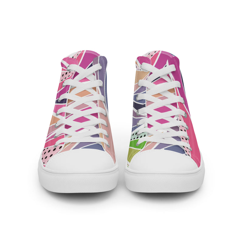 Pink Pop Art High Top #72 - Close Up Detail | HA!LO Canvas Sneakers