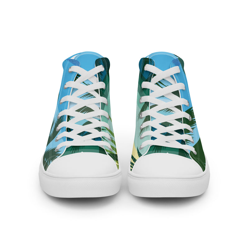 Palm Paradise High Top #73 - Close Up Detail | HA!LO Canvas Sneakers