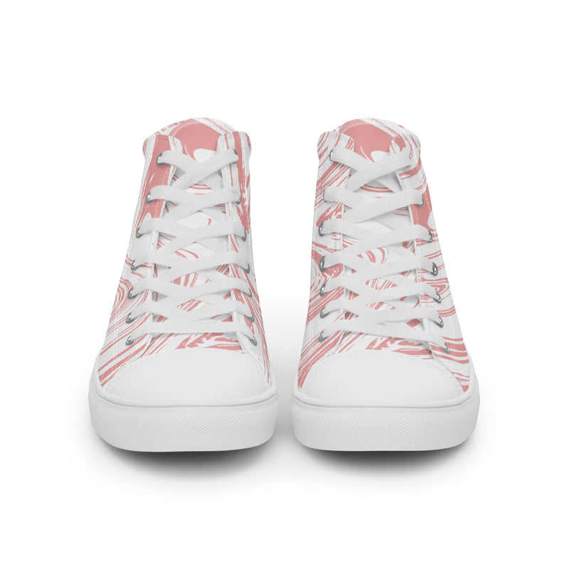 Pink Marble High Top #76 - Close Up Detail | HA!LO Canvas Sneakers