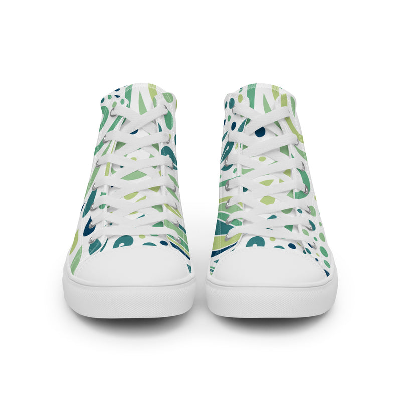 Green Swirl High Top #77 - Close Up Detail | HA!LO Canvas Sneakers