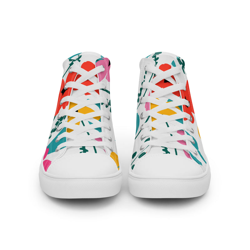 Hibiscus Bloom High Top #80 - Close Up Detail | HA!LO Canvas Sneakers