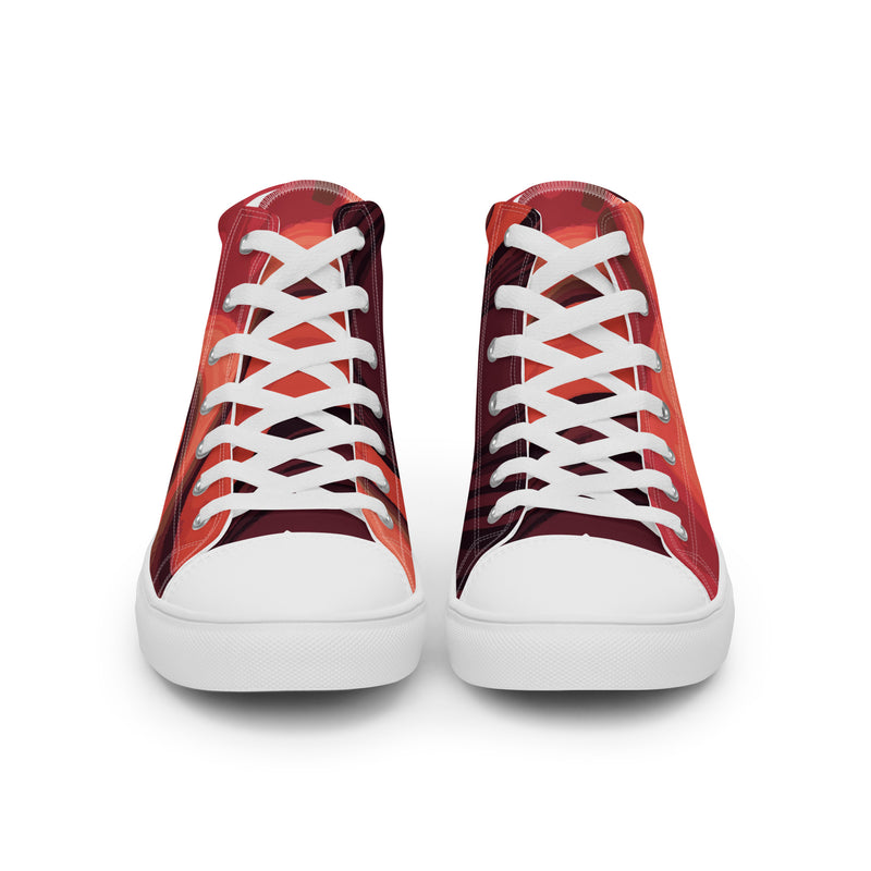 Red Lava High Top #83 - Close Up Detail | HA!LO Canvas Sneakers