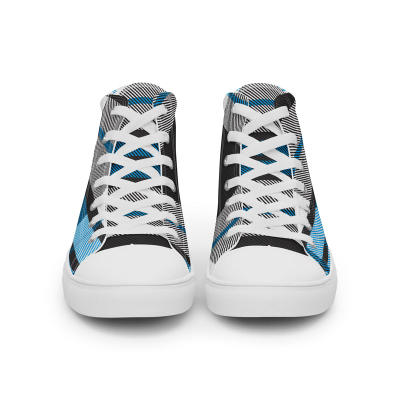 Blue Tartan High Top #84 - Close Up Detail | HA!LO Canvas Sneakers