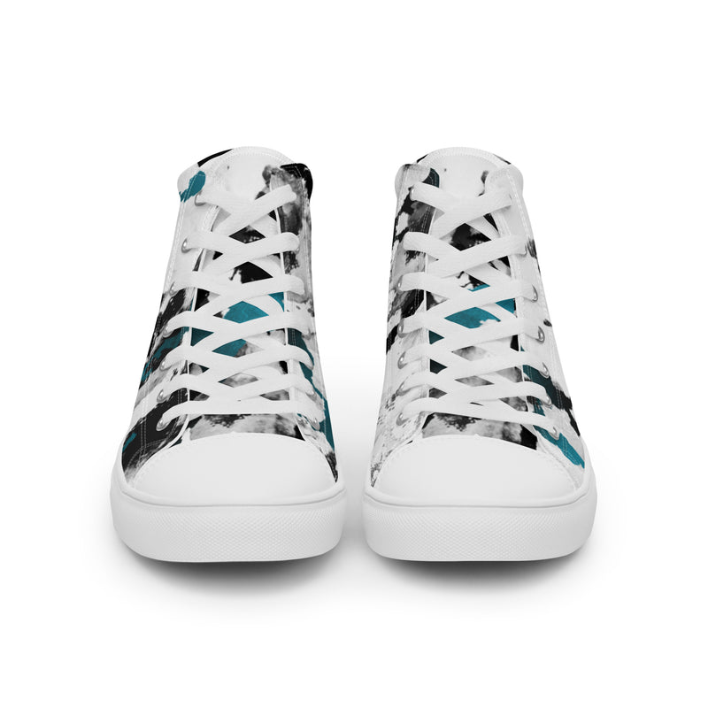 Teal Splash High Top #92 - Close Up Detail | HA!LO Canvas Sneakers
