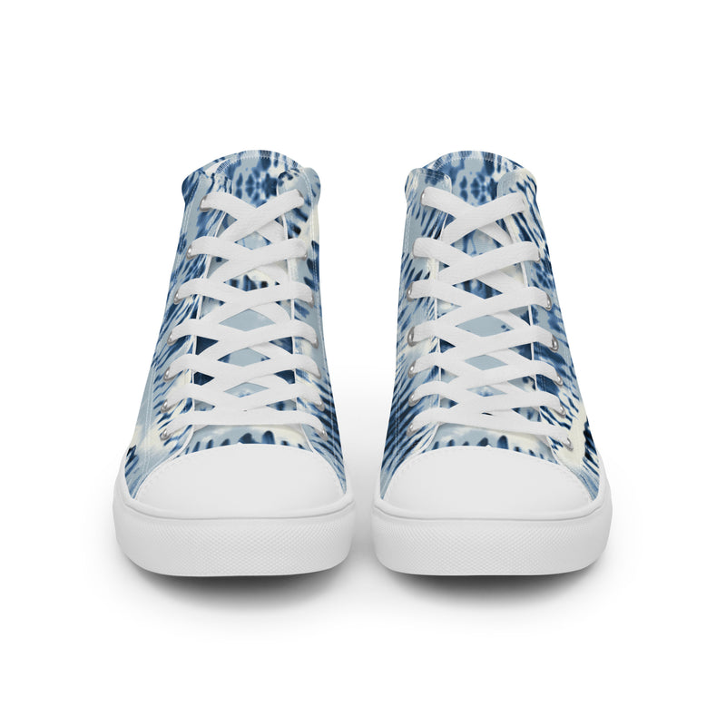 Blue Tie Dye High Top #98 - Close Up Detail | HA!LO Canvas Sneakers