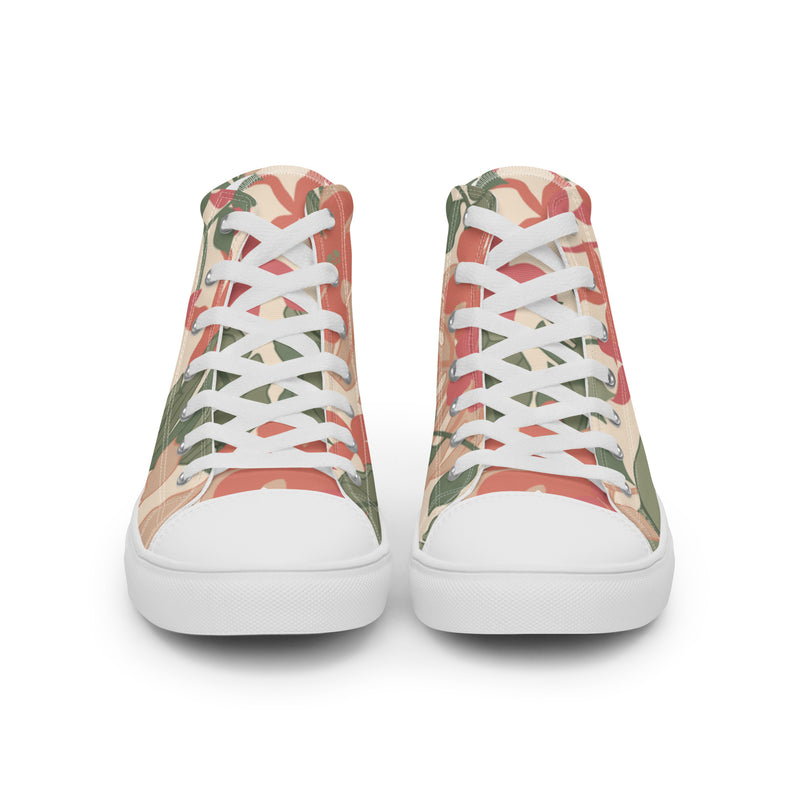 Tropical Floral High Top #100 - Close Up Detail | HA!LO Canvas Sneakers