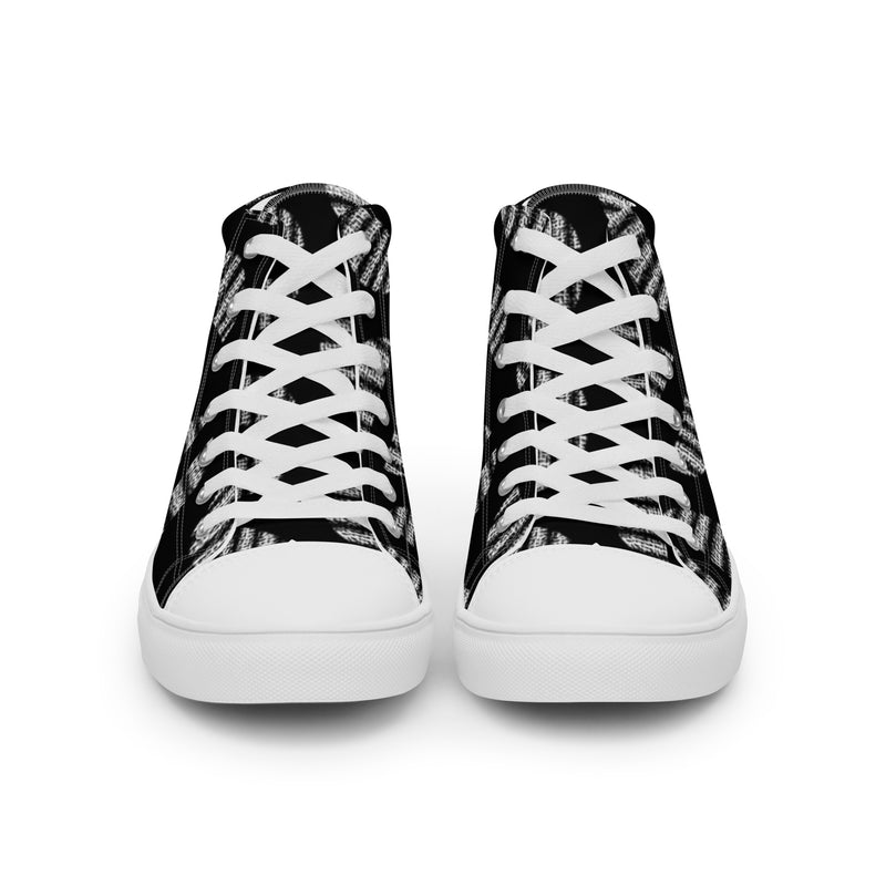 Black Graphic High Top #104 - Close Up Detail | HA!LO Canvas Sneakers