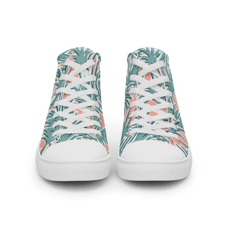 Monstera Leaf High Top #114 - Close Up Detail | HA!LO Canvas Sneakers