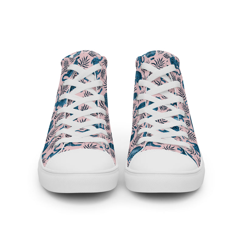 Blue Tropical High Top #115 - Close Up Detail | HA!LO Canvas Sneakers