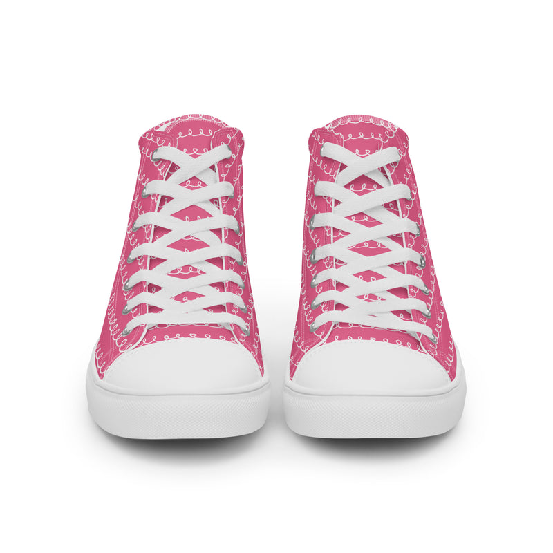 Pink Aztec High Top #126 - Close Up Detail | HA!LO Canvas Sneakers