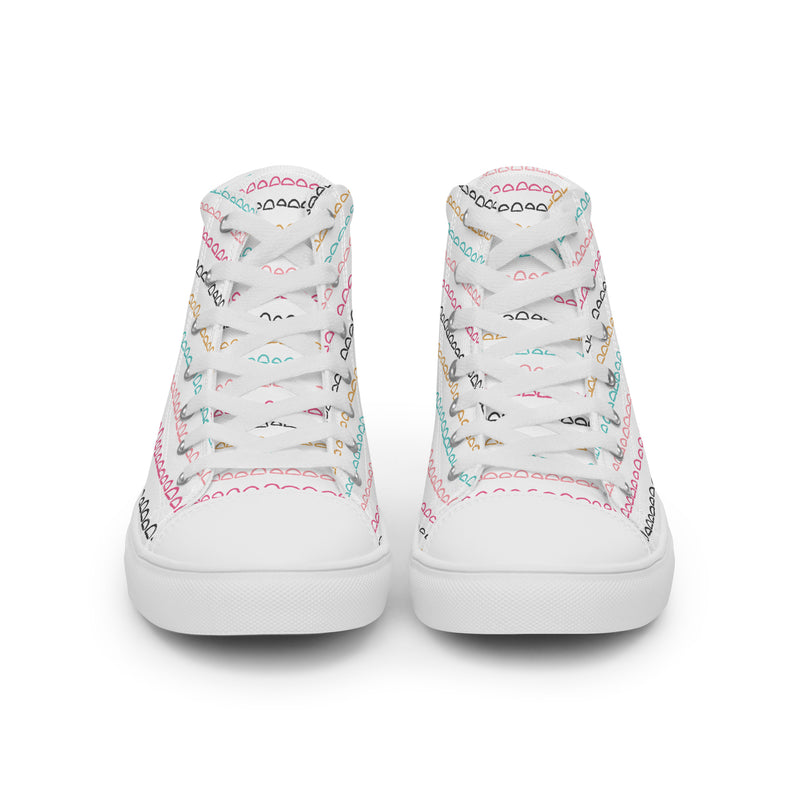 Pink Stitch Row High Top #128 - Close Up Detail | HA!LO Canvas Sneakers