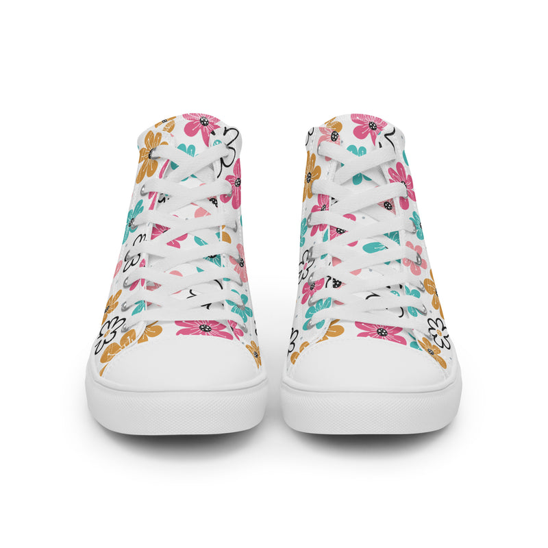 Retro Flower High Top #133 - Close Up Detail | HA!LO Canvas Sneakers
