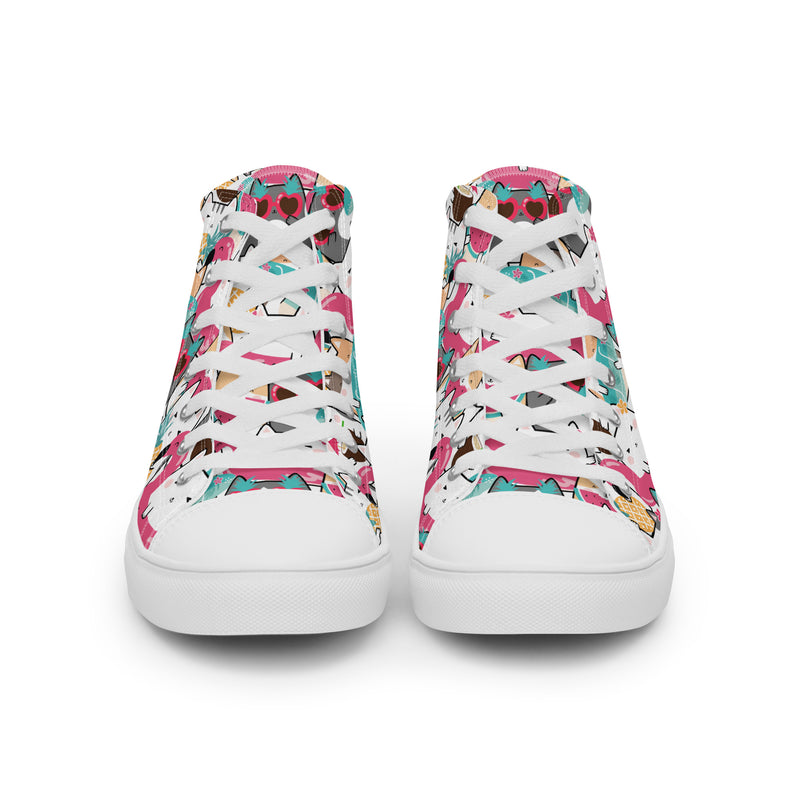 Cat Party High Top #142 - Close Up Detail | HA!LO Canvas Sneakers