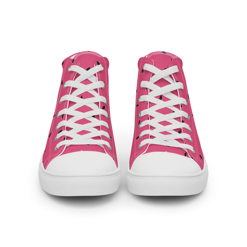 Pink Watermelon High Top #145 - Close Up Detail | HA!LO Canvas Sneakers
