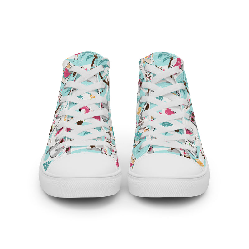 Beach Cat High Top #146 - Close Up Detail | HA!LO Canvas Sneakers
