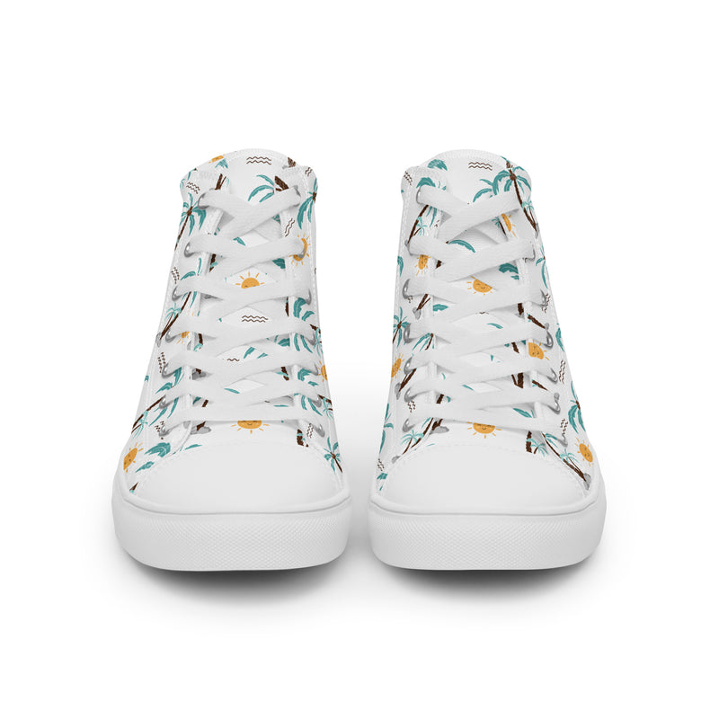 Palm Tree High Top #148 - Close Up Detail | HA!LO Canvas Sneakers