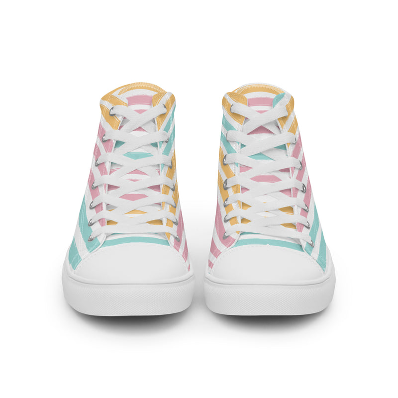 Sunset Stripe High Top #149 - Close Up Detail | HA!LO Canvas Sneakers