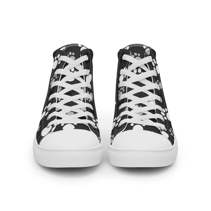 Black Paw High Top #159 - Close Up Detail | HA!LO Canvas Sneakers