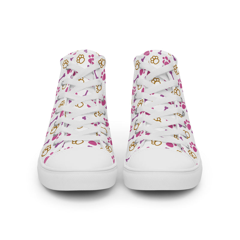 Pink Dog Bone High Top #163 - Close Up Detail | HA!LO Canvas Sneakers