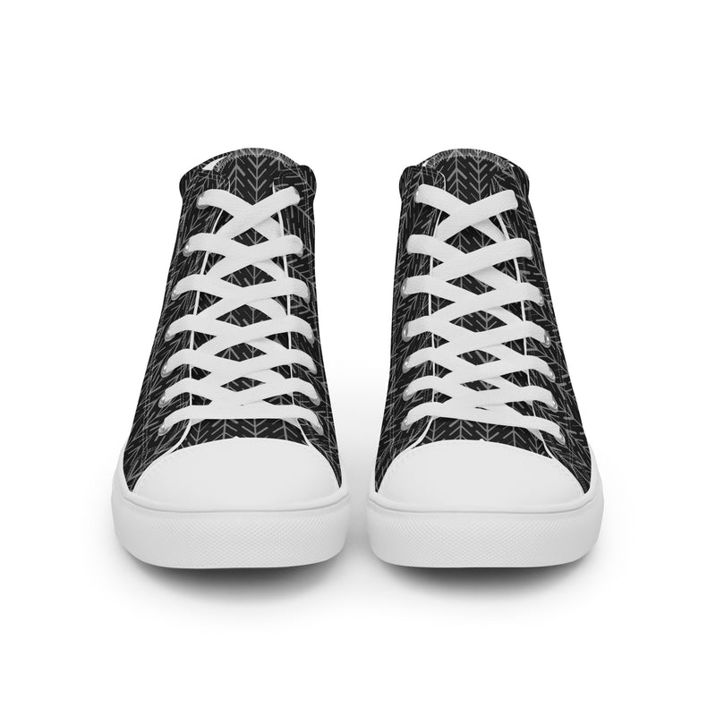 Dark Herringbone High Top #172 - Close Up Detail | HA!LO Canvas Sneakers