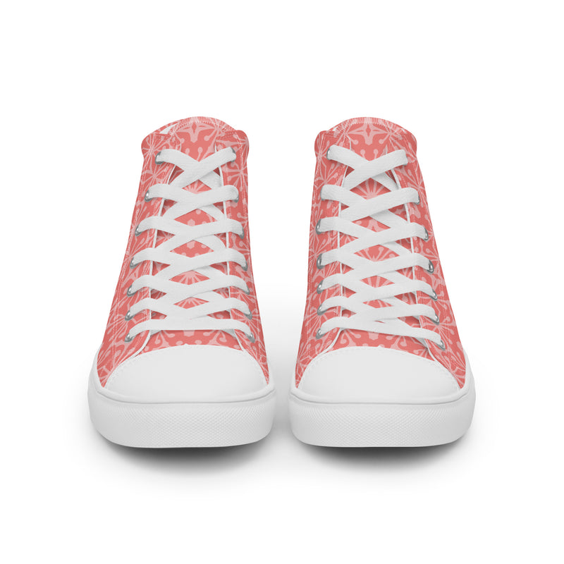 Coral Geometric High Top #180 - Close Up Detail | HA!LO Canvas Sneakers