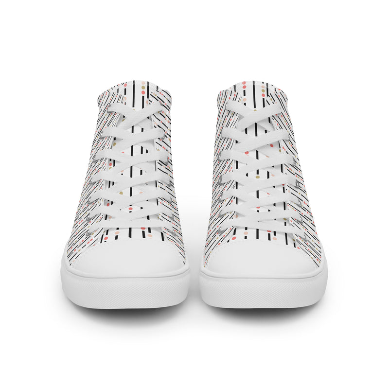 Black Stripe High Top #181 - Close Up Detail | HA!LO Canvas Sneakers