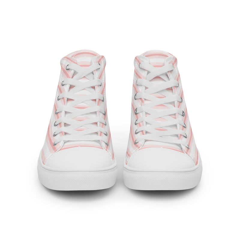 Coral Stripe High Top #188 - Lifestyle Shot | HA!LO Canvas Sneakers