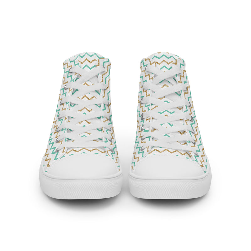 Mint Chevron High Top #189 - Close Up Detail | HA!LO Canvas Sneakers