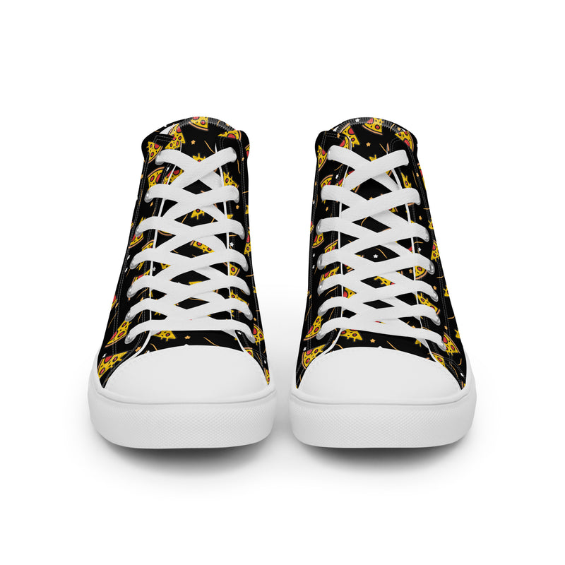 Dark Pizza High Top #194 - Close Up Detail | HA!LO Canvas Sneakers