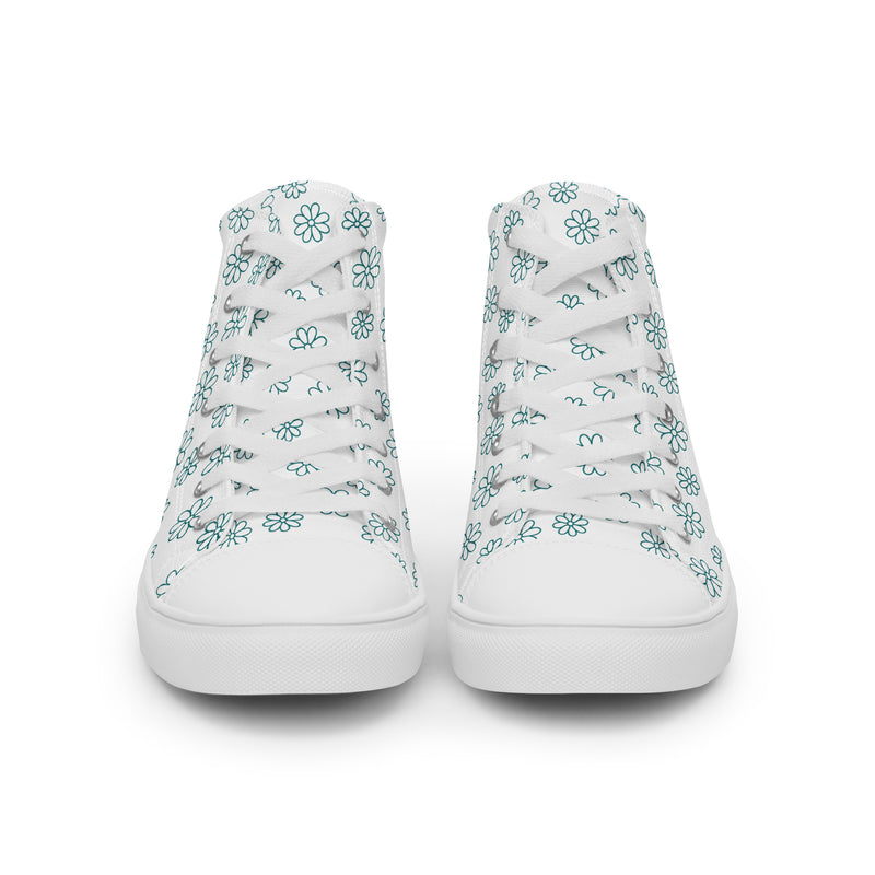 Blue Snowflake High Top #201 - Close Up Detail | HA!LO Canvas Sneakers