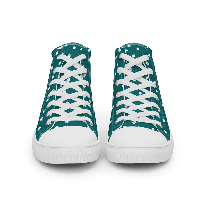 Teal Polka Dot High Top #204 - Close Up Detail | HA!LO Canvas Sneakers