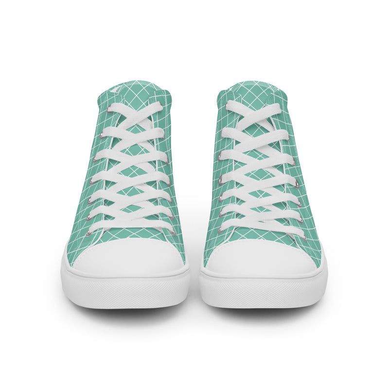 Teal Diamond High Top #205 - Close Up Detail | HA!LO Canvas Sneakers